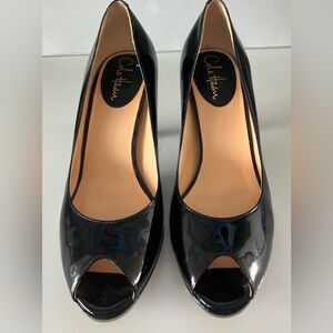 COLE HAAN BLACK PATENT LEATHER HEELS